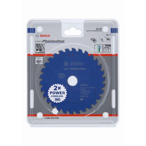 Disco de sierra circular Expert for Stainless Steel para sierras sin cables 136 x 1,5/1,2 x 20 T30