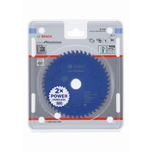 Disco de sierra circular Expert for Aluminium para sierras sin cables 136 x 1,6/1 x 20 T48