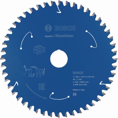 Disco de sierra circular Expert for Aluminium para sierras sin cables 136 x 1,6/1 x 20 T48
