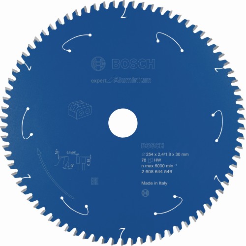 Disco de sierra circular Expert for Aluminium para sierras sin cables 254 x 2,4/1,8 x 30 T78