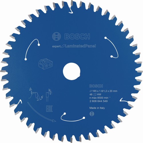 Disco de sierra circular Expert for Laminated Panel para sierras sin cables 165 x 1,8/1,2 x 20 T48