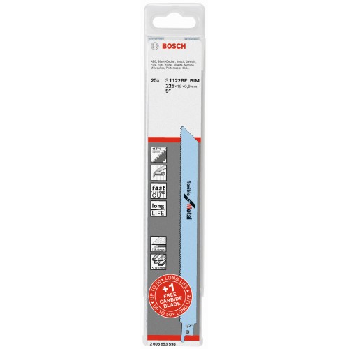 Set de 25 hojas de sierra sable S 1122 BF y 1 EXPERT Medium-Thick Tough Metal S 1155 HHM