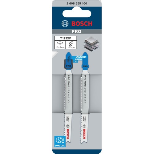 Hoja de sierra de calar PRO Metal thick and thin T123XF, 100 mm, 2 uds.
