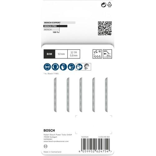 Hoja de sierra de calar PRO Metal thin T121GFC 92 mm, 5 uds.