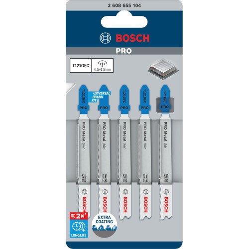 Hoja de sierra de calar PRO Metal thin T121GFC 92 mm, 5 uds.