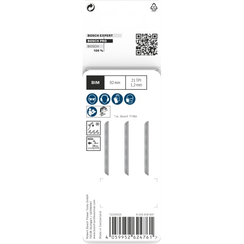 Hoja de sierra de calar PRO Metal medium T121AFC 92 mm, 3 uds.