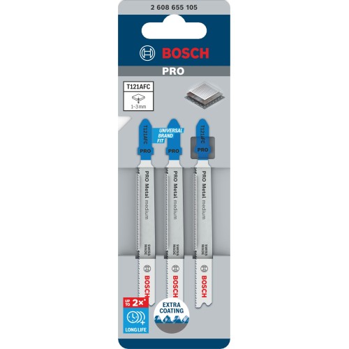 Hoja de sierra de calar PRO Metal medium T121AFC 92 mm, 3 uds.