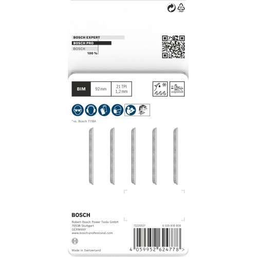 Hoja de sierra de calar PRO Metal medium T121AFC 92 mm, 5 uds.