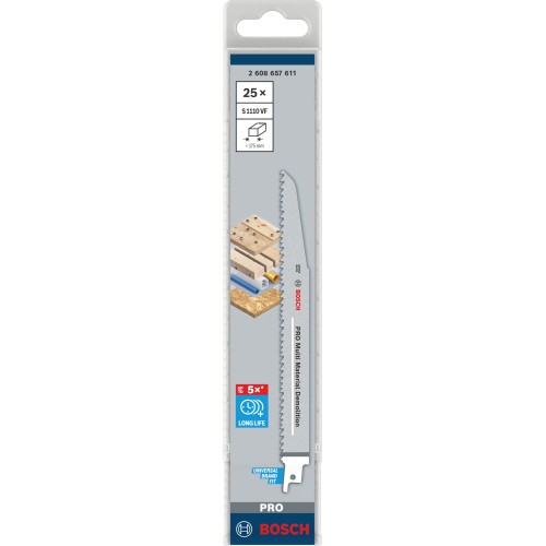 Hoja PRO Multi Material Demolition S1110VF 1,6 x 22 x 225 mm, 25 unidades