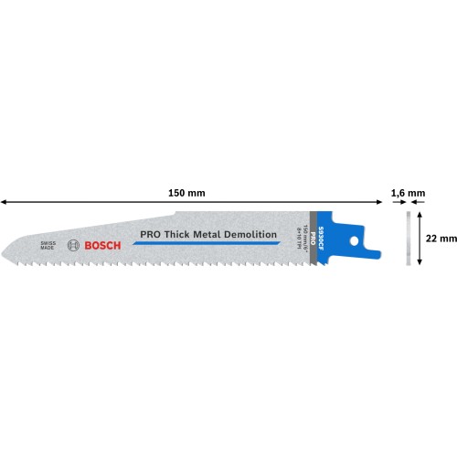 Hoja PRO Thick Metal Demolition S930CF 1,6 x 22 x 150 mm, 25 unidades