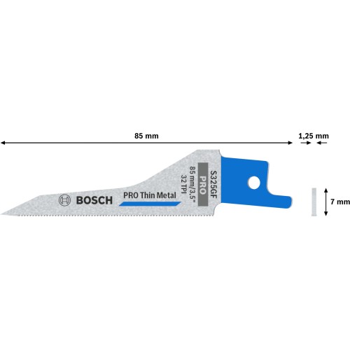 Hoja PRO Thin Metal S325GF, 1,25 x 7 x 85 mm, 5 unidades
