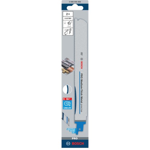 Hoja PRO Medium-Thick Metal precise S1137BEF, 1,1 x 25 x 225 mm, 2 unidades