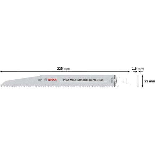 Hoja PRO Multi Material Demolition S1110VF, 1,6 x 22 x 225 mm, 2 unidades
