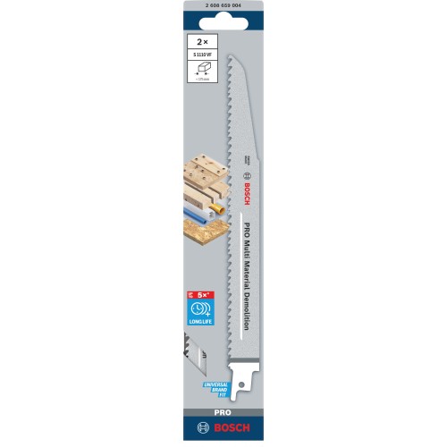 Hoja PRO Multi Material Demolition S1110VF, 1,6 x 22 x 225 mm, 2 unidades