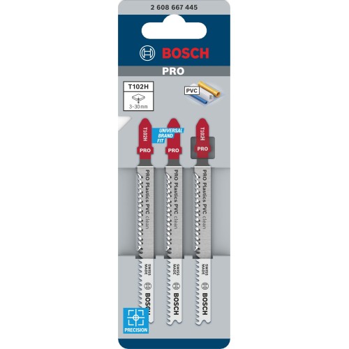 Hoja de sierra de calar PRO Plastics PVC clean T102H 100 mm, 3 uds.