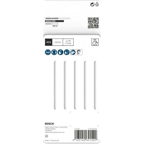 Hoja de sierra de calar PRO Plastics PVC clean T302H 132 mm, 5 uds.
