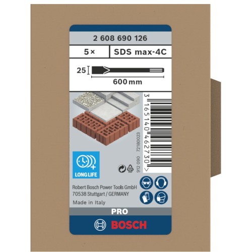 Cincel plano PRO SDS max-4C, 25 x 600 mm, 5 unidades