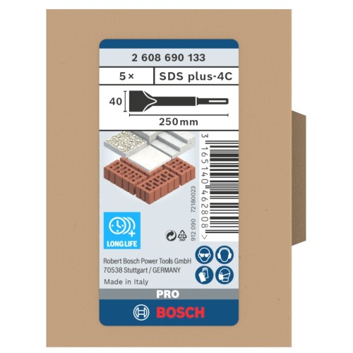 PRO SDS plus-4C Cincel de pala, 40 x 250 mm, 5 unidades