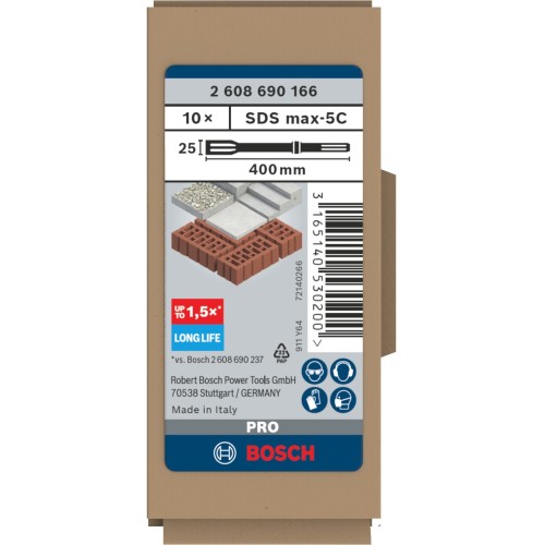 Set de cinceles planos PRO SDS max-5C, 25 x 400 mm, 10 unidades