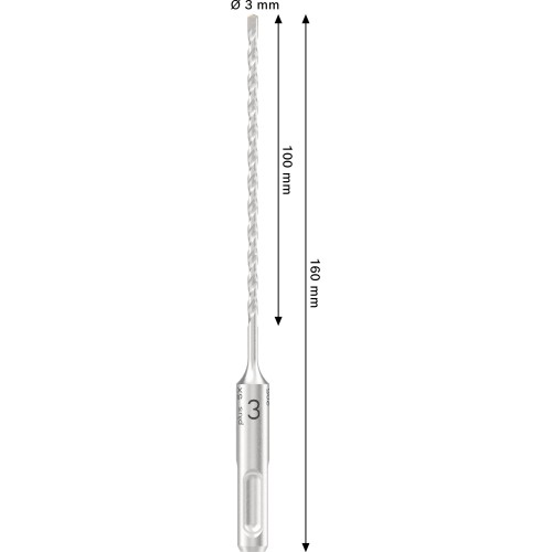 Broca para martillo PRO SDS plus-5X, 3 x 100 x 160 mm