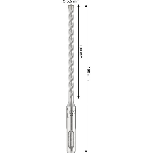 Broca para martillo PRO SDS plus-5X, 5,5 x 100 x 160 mm