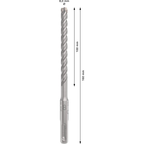 Broca para martillo PRO SDS plus-5X, 8 x 100 x 160 mm