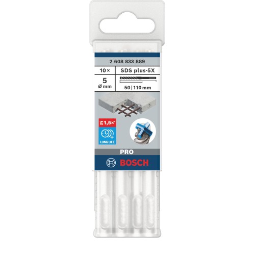 Broca para martillo PRO SDS plus-5X, 5 x 50 x 110 mm, 10 uds.
