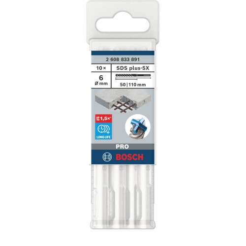 Broca para martillo PRO SDS plus-5X, 6 x 50 x 110 mm, 10 uds.