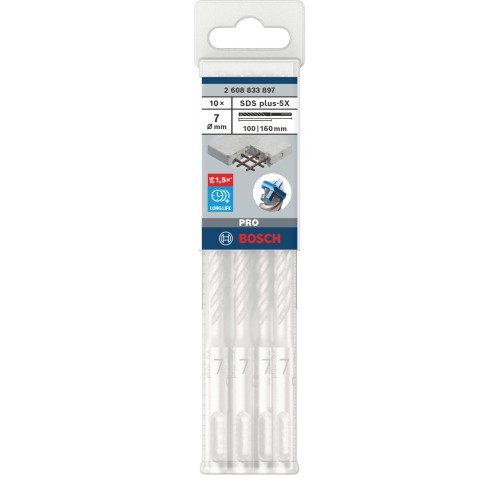 Broca para martillo PRO SDS plus-5X, 7 x 100 x 160 mm, 10 uds.