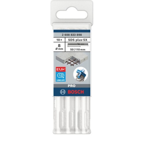 Broca para martillo PRO SDS plus-5X, 8 x 50 x 110 mm, 10 uds.