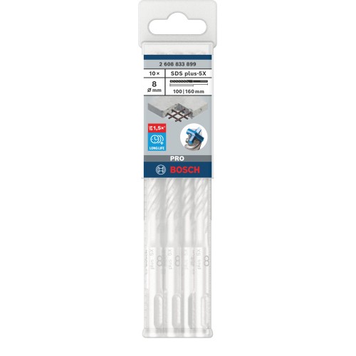 Broca para martillo PRO SDS plus-5X, 8 x 100 x 160 mm, 10 uds.