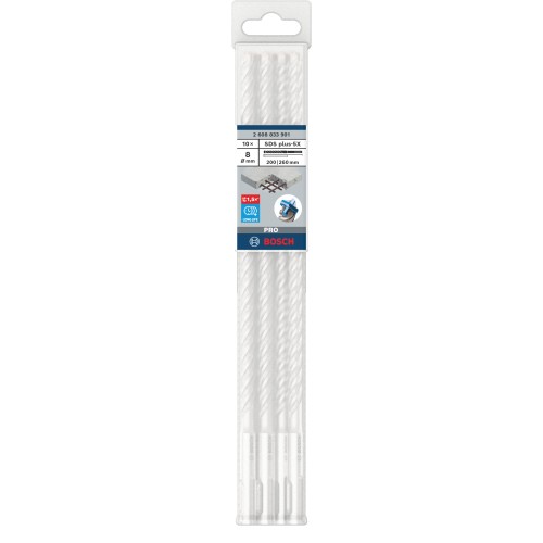 Broca para martillo PRO SDS plus-5X, 8 x 200 x 260 mm, 10 uds.