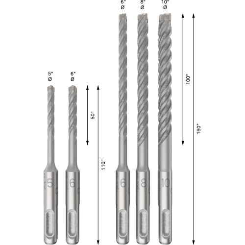 Set de brocas para martillo PRO SDS plus-5X, 5/6/6/8/10 mm, 5 uds.