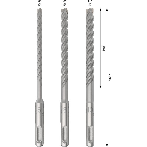 Set de brocas para martillo PRO SDS plus-5X, 6/8/10 mm, 3 uds.