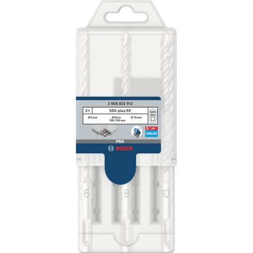 Set de brocas para martillo PRO SDS plus-5X, 6/8/10 mm, 3 uds.