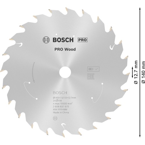 Hoja de sierra circular PRO Wood cordless, 140 x 1,5 x 12,7 mm