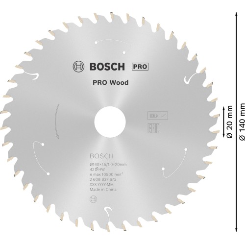 Hoja de sierra circular PRO Wood cordless, 140 x 1,5 x 20 mm, T42