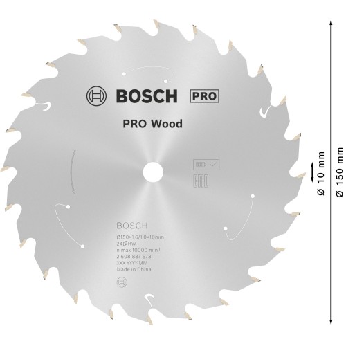 Hoja de sierra circular PRO Wood cordless, 150 x 1,6 x 10 mm, T24