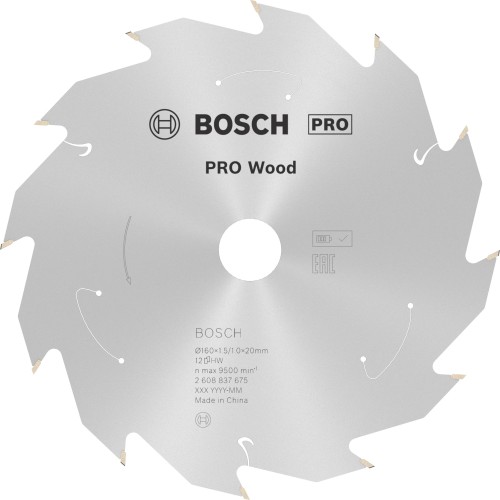 Hoja de sierra circular PRO Wood cordless, 160 x 1,5 x 20 mm, T12