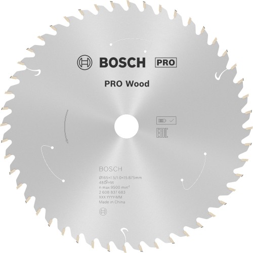 Hoja de sierra circular PRO Wood cordless, 165 x 1,5 x 15,875 mm, T48