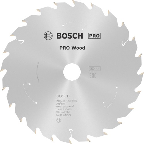 Hoja de sierra circular PRO Wood cordless, 165 x 1,5 x 20 mm, T24