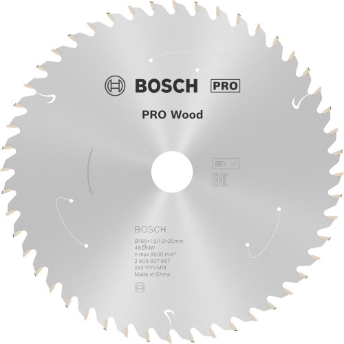 Hoja de sierra circular PRO Wood cordless, 165 x 1,5 x 20 mm, T48