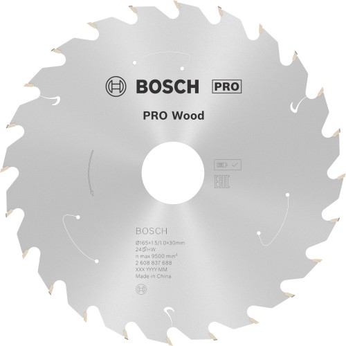 Hoja de sierra circular PRO Wood cordless, 165 x 1,5 x 30 mm, T24