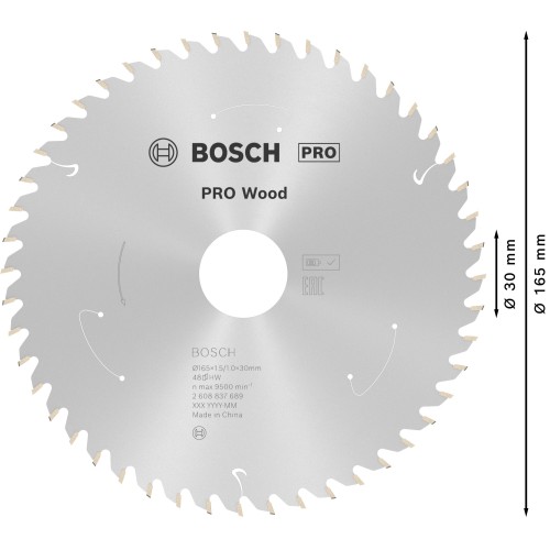 Hoja de sierra circular PRO Wood cordless, 165 x 1,5 x 30 mm, T48