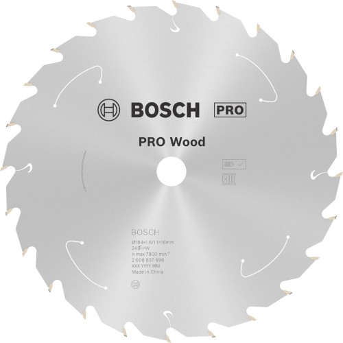 Hoja de sierra circular PRO Wood cordless, 184 x 1,6 x 16 mm, T24