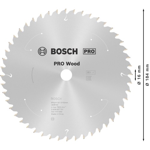 Hoja de sierra circular PRO Wood cordless, 184 x 1,6 x 16 mm, T48