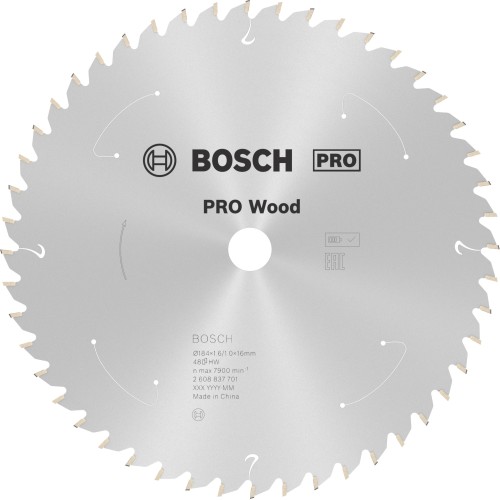 Hoja de sierra circular PRO Wood cordless, 184 x 1,6 x 16 mm, T48