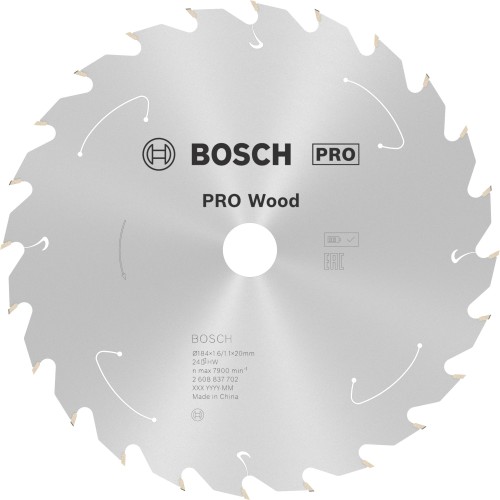 Hoja de sierra circular PRO Wood cordless, 184 x 1,6 x 20 mm, T24