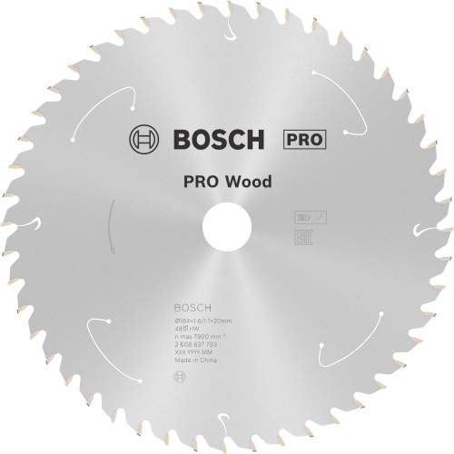 Hoja de sierra circular PRO Wood cordless, 184 x 1,6 x 20 mm, T48