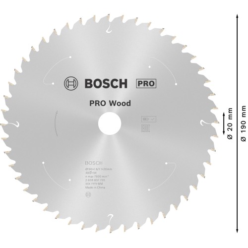 Hoja de sierra circular PRO Wood cordless, 190 x 1,6 x 20 mm, T48